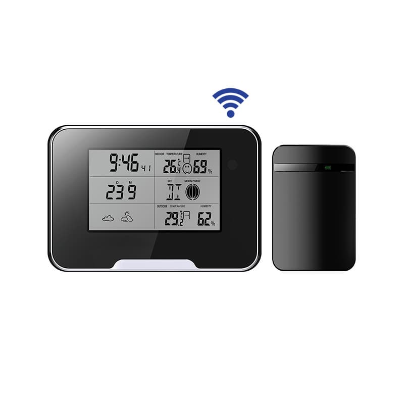 Black Weather Station Wi_Fi Camera Wifi  Hidden Alarm Clock